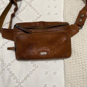 Brown Leather Crossbody Waist Bag